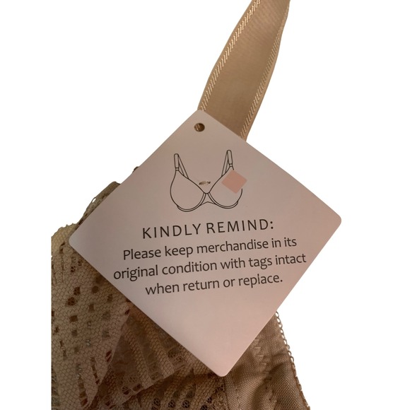 Front Closure Bra Wire Free Lace Detail Comfort Beige 46C - Picture 2 of 5